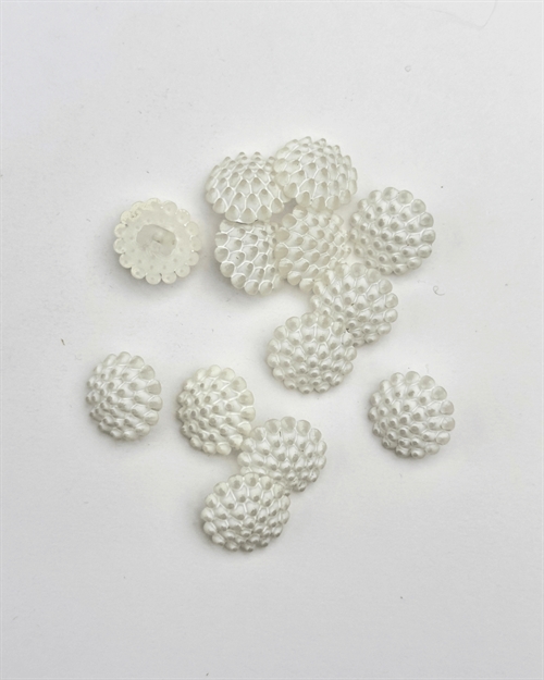 Knap 15 mm - Nubret plastik - Hvid