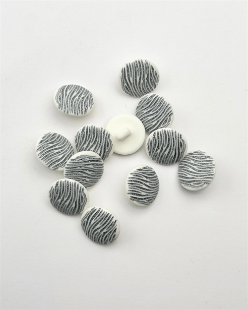 Knap 15mm - Plastik - Zebra glimmer
